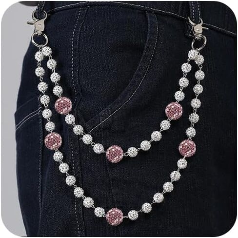 Hip Hop Pants Chain for Women Men Sparkly Rhinestone Beads Wallet Chains for Men with Durable Stainless Steel Clasp Jean Jewelry for Women Fashion Jean Pocket Belt Bag Accessories in Saudi Arabia