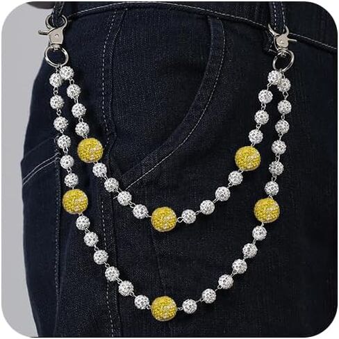 Hip Hop Pants Chain for Women Men Sparkly Rhinestone Beads Wallet Chains for Men with Durable Stainless Steel Clasp Jean Jewelry for Women Fashion Jean Pocket Belt Bag Accessories in Saudi Arabia