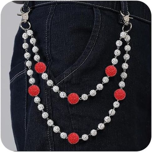 Hip Hop Pants Chain for Women Men Sparkly Rhinestone Beads Wallet Chains for Men with Durable Stainless Steel Clasp Jean Jewelry for Women Fashion Jean Pocket Belt Bag Accessories in Saudi Arabia