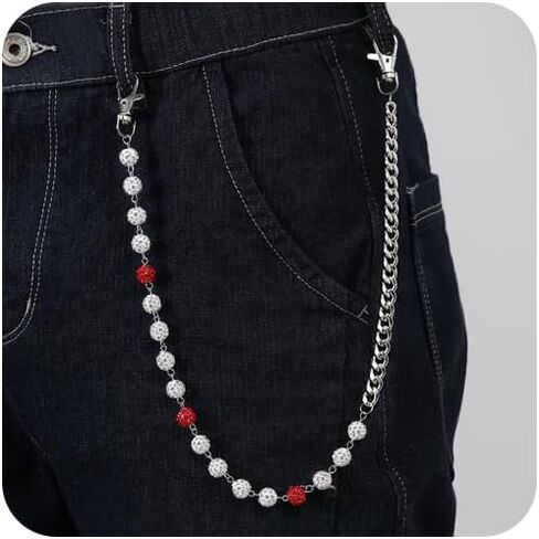 Hip Hop Pants Chain for Women Men Sparkly Rhinestone Beads Wallet Chains for Men with Durable Stainless Steel Clasp Jean Jewelry for Women Fashion Jean Pocket Belt Bag Accessories in Saudi Arabia