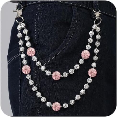 Hip Hop Pants Chain for Women Men Sparkly Rhinestone Beads Wallet Chains for Men with Durable Stainless Steel Clasp Jean Jewelry for Women Fashion Jean Pocket Belt Bag Accessories in Saudi Arabia