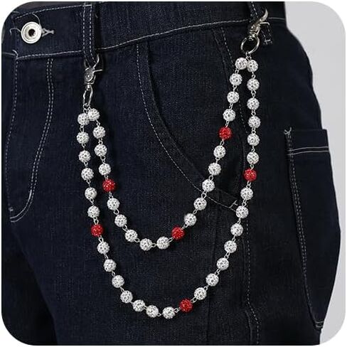 Hip Hop Pants Chain for Women Men Sparkly Rhinestone Beads Wallet Chains for Men with Durable Stainless Steel Clasp Jean Jewelry for Women Fashion Jean Pocket Belt Bag Accessories in Saudi Arabia