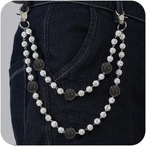 Hip Hop Pants Chain for Women Men Sparkly Rhinestone Beads Wallet Chains for Men with Durable Stainless Steel Clasp Jean Jewelry for Women Fashion Jean Pocket Belt Bag Accessories in Saudi Arabia