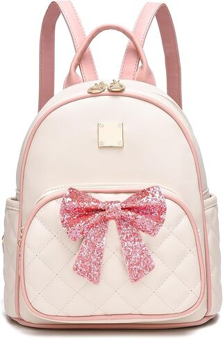 I IHAYNER Mini Backpcak for Girls Small Bowknot Quilted Leather Backpack Purse for Women Cute Trendy Stuff Gifts for Kids (Light Blue) in Kuwait