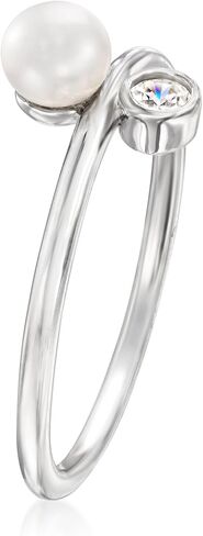 Ross-Simons 4.5-5mm Cultured Pearl Ring With Single CZ in Sterling Silver in Saudi Arabia