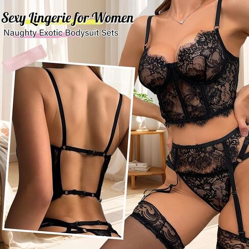 Lingerie for Women Sexy Bra and Panty Sets Sheer See Through Lace Sexy Bra Lingerie Sets Exotic Nightie Outfits for Women in Saudi Arabia