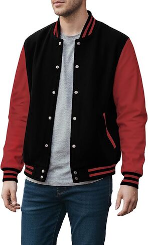 Varsity Jacket Men - High School Letterman Bomber Style Fleece Baseball Jackets For Mens in Saudi Arabia