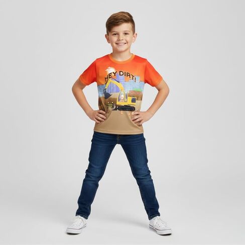 تي شيرت Blippi Boys Hey Dirt قصير الأكمام للأطفال الصغار والكبار in Kuwait