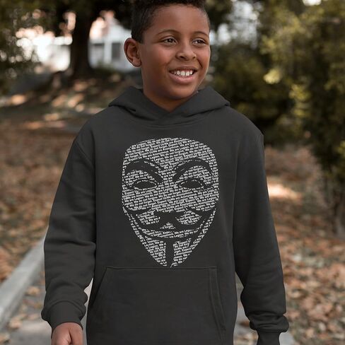 V for Vendetta Anonymous Mask Youth-Sized Hoodie, Soft Fleece, Graphic Design in Saudi Arabia