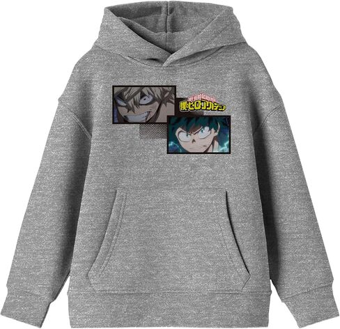 سترة بغطاء للرأس من Bioworld My Hero Academia أنيمي Deku & Bakugo يوث بويز باللون الرمادي المنقط in Kuwait