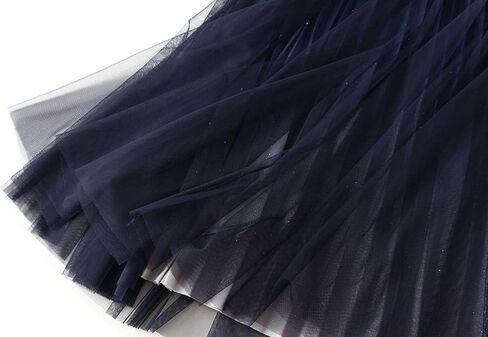 Womens Sequin Tulle Skirts Pleated A-line Mesh Skirt Elastic High Waist Midi Tulle Skirts Swing Gradient Skirt 2025 in Saudi Arabia