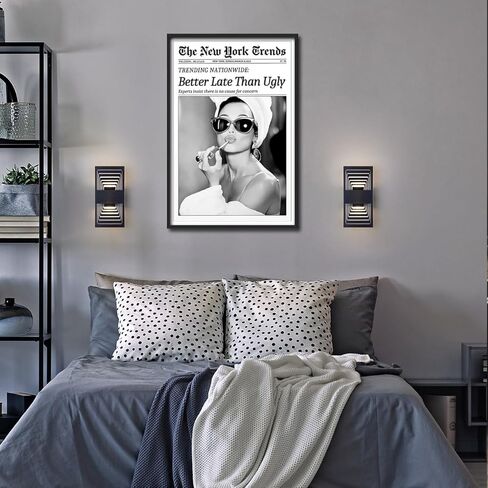 Trendy Luxury Black and White Framed Wall Art-What If It All Works Out Poster For Preppy Girly Dorm Decor-Funky Fashion Newspaper Pictures Canvas Prints Ready to Hang Room in Saudi Arabia
