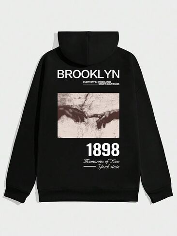 Mens Oversized Graphic Hoodies Pullover Vintage Print Long Sleeve Drawstring Sweatshirt Casual Trendy Clothes in Saudi Arabia