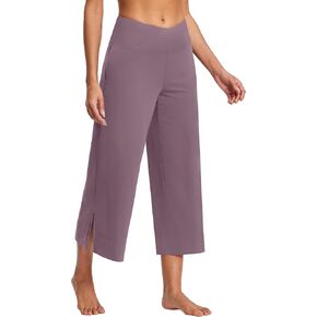 25" Wide Leg Yoga Pants for Women High Waisted Womens Loose Lounge Cropped Pants Travel Crop Pants with Pockets in Kuwait
