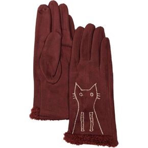 قفازات نسائية باللون الأحمر العنابي كيتي كات قابلة للتمدد للرسائل النصية والشاشة اللمسية التقنية in Kuwait