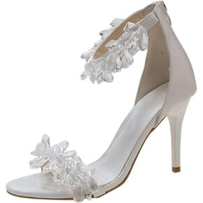 Women's Crystal Stilettos High Heels Open Toe Ankle Strap Heeled Sandals Prom Party Wedding Dress Shoes in Saudi Arabia