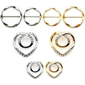 8PCS Scarf Rings and T-Shirt Tie Clips, 2-Size Metal Scarf Holder Set, Gold & Silver Waist Cinch & Shirt Side Tie Accessories for Women in Saudi Arabia