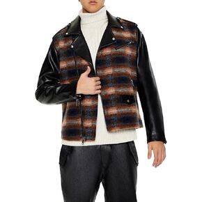 Forever 21 mens Plaid Faux Leather Moto Jacket in Saudi Arabia