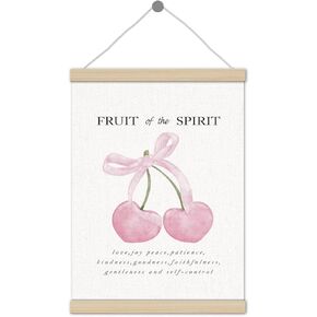 Christian Fruits Poster Hanger Frame 12x16 Inch, Bible Verse Wall Decor, Coquette Pink Bow Cherry Christian Scripture Wall Art Decor for Girls Room Dorm Apartment in Kuwait