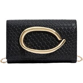 QWINEE المرأة بو الجلود مساء حفل زفاف مخلب المحفظة مع سلسلة زخرفة المعادن العصرية حقيبة كتف غير رسمية in Kuwait