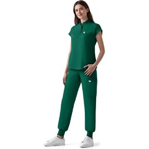 أطقم ملابس نسائية، توب طبي ضيق بياقة واقفة بدون أكمام وسروال رياضي برباط (XS-2XL) in Kuwait