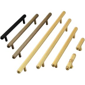 Pulls,Cabinet Handles, Cabinet Handle and Knob Linear Knurled Solid Brass Drawer Knobs T Bar Bedroom Furniture Kitchen Accessories in Kuwait
