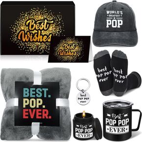 Geiserailie 7 Pcs Gift for Christmas Dad Best Paw Paw Ever Gift Set for Christmas Dad Funny Gifts Include Hat Mug Blanket Keychain Candle Sock Card in Box for Father from Child in Saudi Arabia