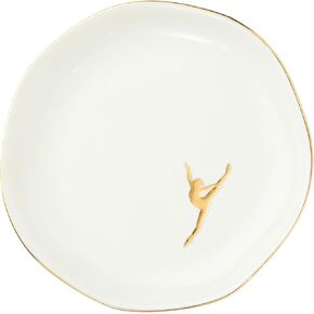 InnoBeta Dancer Gifts for Women, Gifts for a Dancer Ceramic Jewelry Tray, Decorative Trinket Dish for Rings Earrings Necklaces Bracelet Watch Keys, 4.75", White Surface Gold in Saudi Arabia