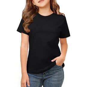 ZDC Girls Short Sleeve Shirts Crewneck T Shirts Kids Summer Tops Basic Tees 5-14 Years in Kuwait