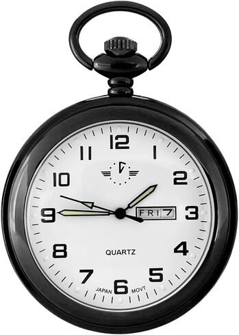 BOSHIYA Smooth Quartz Pocket Watches for Men Classic Arabic Digital Luminous Dial & Day Date Pocket Watch with Chain Christmas Graduation Birthday Gifts in Kuwait