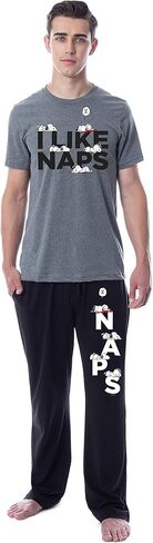 INTIMO Peanuts Mens' Snoopy I Like Naps Character Sleep Pajama Set Shirt Pants in Saudi Arabia