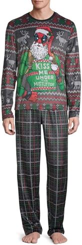 Marvel Deadpool Kiss Me Under the Mistletoe Men's 2 Piece Pajamas Set (Small) in Saudi Arabia