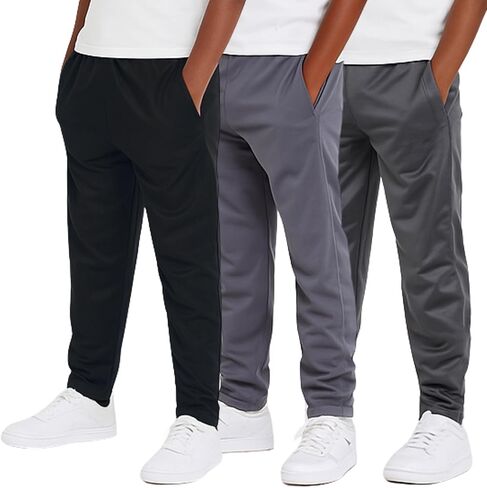 Ultra Performance 3 Pack Boys Athletic Active Sweatpants Tricot Open Bottom Track Pants for Boys in Kuwait