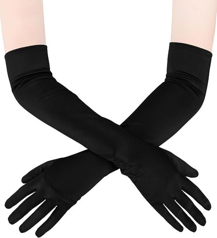 Women Long Opera Gloves 1920s Vintage Satin Gloves Prom Party Costume Accessories for Wedding, Party, Halloween in Saudi Arabia