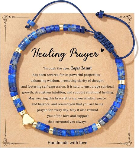 Blue Lapis Lazuli Stone Bracelet – Handmade Healing Crystal Gemstone Dainty Bracelet, Minimalist Style Gift for Her, Perfect Birthday Christmas Gift in Kuwait