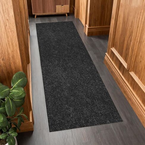 Outdoor Runner Rug 3 ft x 10 ft for Hallway with TPR Backing, Gray Fine Stripes Non-Slip Indoor Runner Rugs Suitable for Balcony, Kitchen, Patio, Garage, Deck, Stair and Entryway Areas in Saudi Arabia