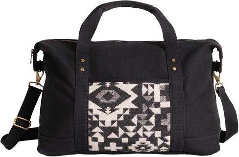 حقيبة Pendleton Weekender Duffle، قماش قطني مشمع باللون الأخضر الزيتوني، حزام كتف قابل للتعديل، 20x13x12 بوصة، حقيبة سفر مع بطانة منقوشة، مقصورات متعددة in Saudi Arabia