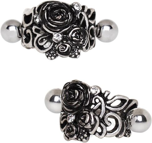 316L Stainless Steel Black Roses Cartilage Cuff Earring in Saudi Arabia
