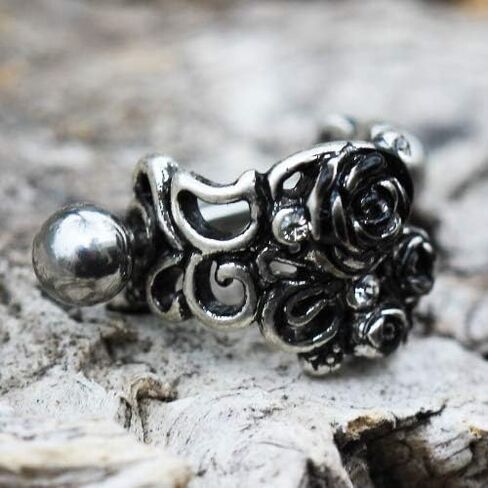 316L Stainless Steel Black Roses Cartilage Cuff Earring in Saudi Arabia