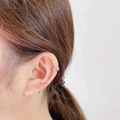 Asymmetric Music Note Half Hoop Earrings S925 Sterling Silver Minimalist Simple Cartilage Ear Cuffs Earring Hoops Studs Piercing Unique Jewelry Gifts for Women BFF in Saudi Arabia