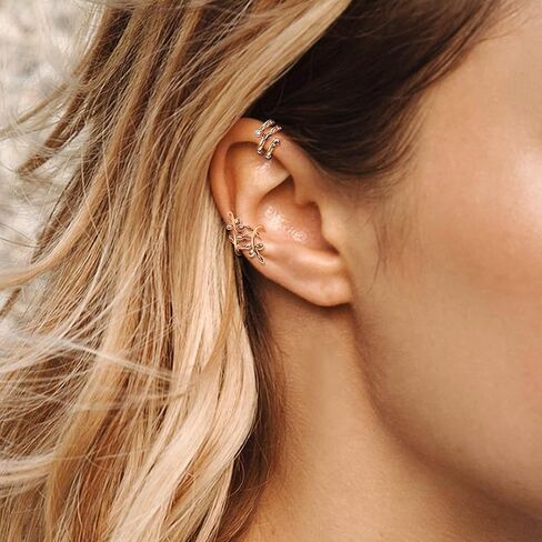 20Pcs Single Ear Cuffs Earrings for Women Ear Cuff Gold Flower CZ Cuff Earrings Clip On Earrings For Women in Saudi Arabia