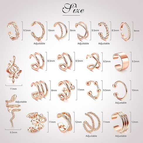 20Pcs Single Ear Cuffs Earrings for Women Ear Cuff Gold Flower CZ Cuff Earrings Clip On Earrings For Women in Saudi Arabia