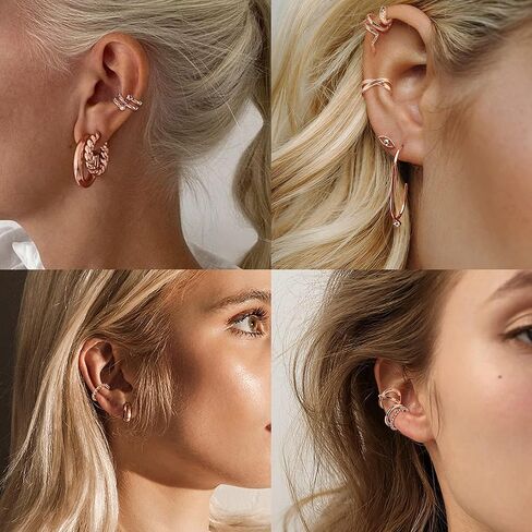 20Pcs Single Ear Cuffs Earrings for Women Ear Cuff Gold Flower CZ Cuff Earrings Clip On Earrings For Women in Saudi Arabia