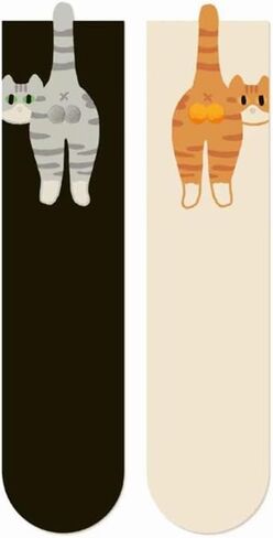 Cute Cat Crew Socks 2-Pairs, Soft Cotton Animal Themed Novelty Socks for Women and Men, Fun Casual Wear Gift Idea in Saudi Arabia