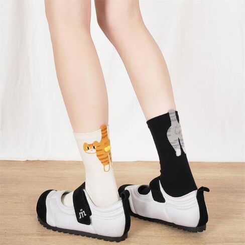 Cute Cat Crew Socks 2-Pairs, Soft Cotton Animal Themed Novelty Socks for Women and Men, Fun Casual Wear Gift Idea in Saudi Arabia