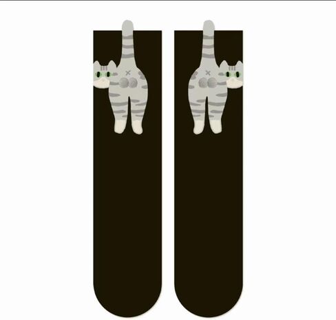 Cute Cat Crew Socks 2-Pairs, Soft Cotton Animal Themed Novelty Socks for Women and Men, Fun Casual Wear Gift Idea in Saudi Arabia