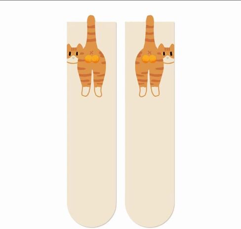 Cute Cat Crew Socks 2-Pairs, Soft Cotton Animal Themed Novelty Socks for Women and Men, Fun Casual Wear Gift Idea in Saudi Arabia