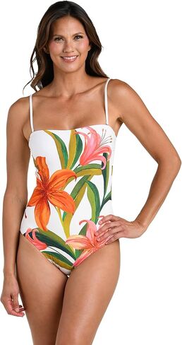 La Blanca Women's Bandeau One Piece Swimsuit, Blue//Alboran Sea, 8 in Kuwait