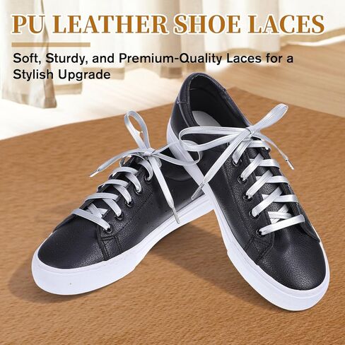 Shoe Laces for Sneakers, 47 Inch Flat Shoelaces PU Leather Shoe Strings for Women Men Sneakers Boots and Casual Wear in Saudi Arabia