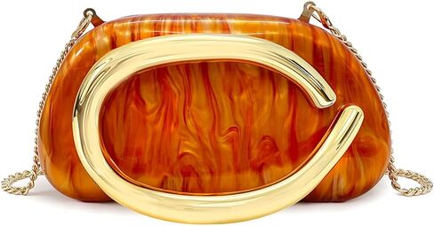Women’s Acrylic Evening Clutch Purse, Elegant Shell Handbag with Metal Handle Wedding Party Crossbody Shoulder Bag in Saudi Arabia